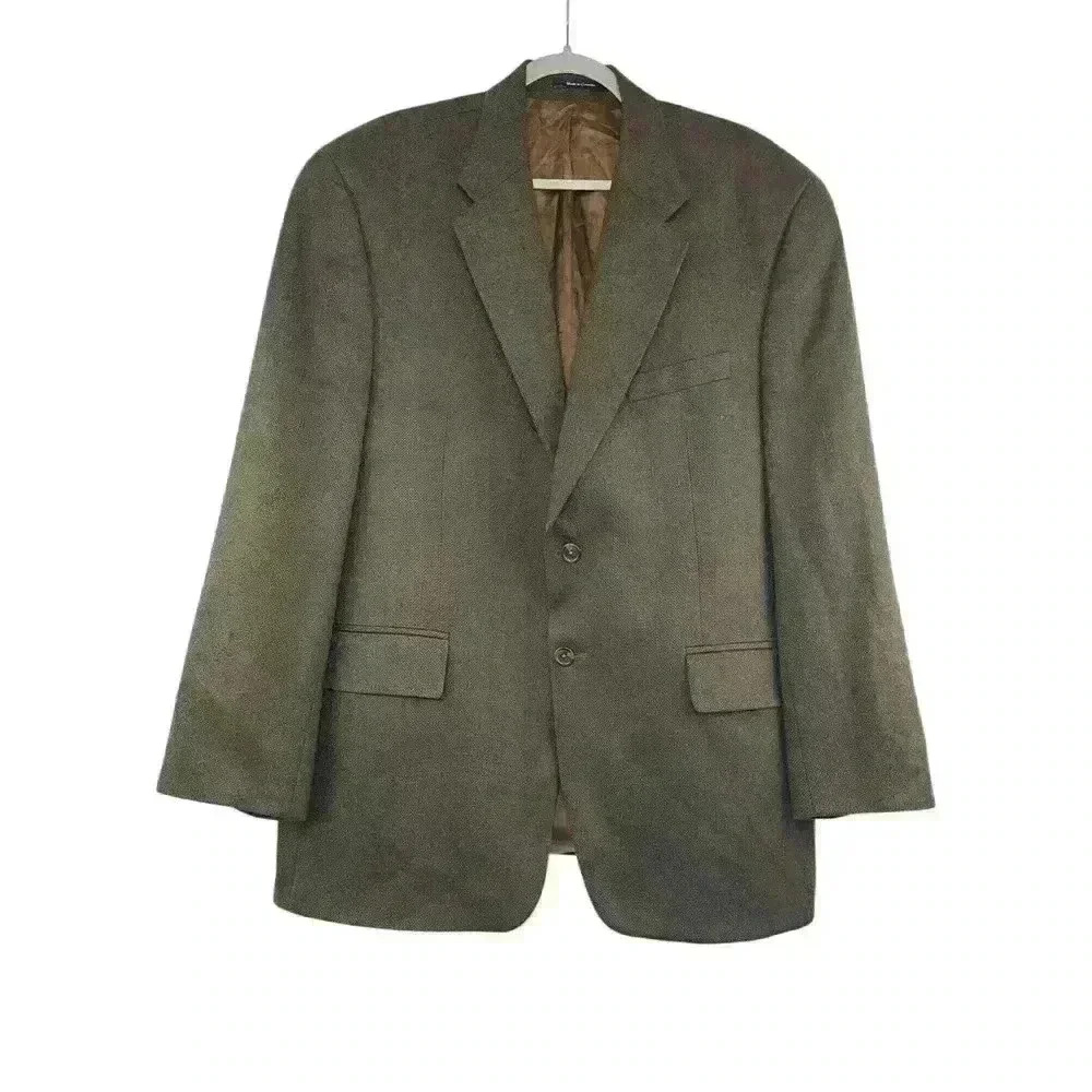 Chaps Ralph Lauren Blazer Men's 44 R Brown Plaid Wool Vintage Adult